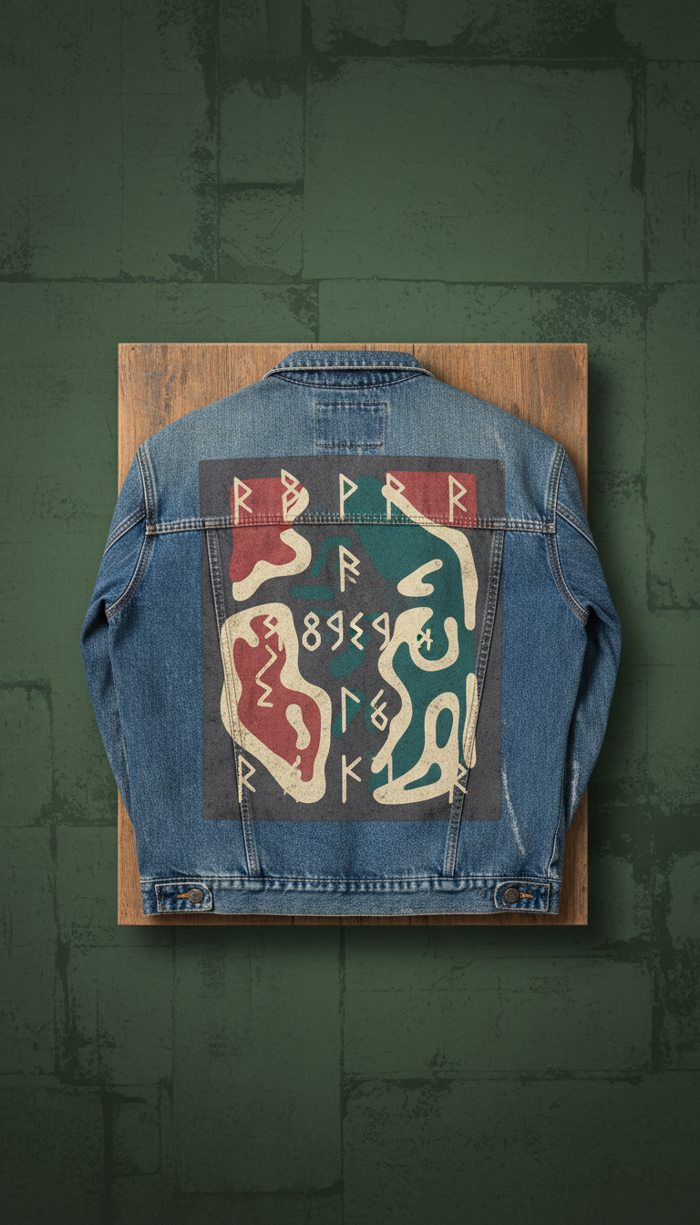 Weathered Denim Jacket Washed-Out Graphic